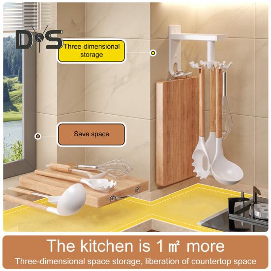 Kitchen Rotating Hooks for Utensils 10 Claw Cooking Utensil Rack for Spoons Pot Rags 360 Degrees Rotation Wall-Mounted Hanger Holder