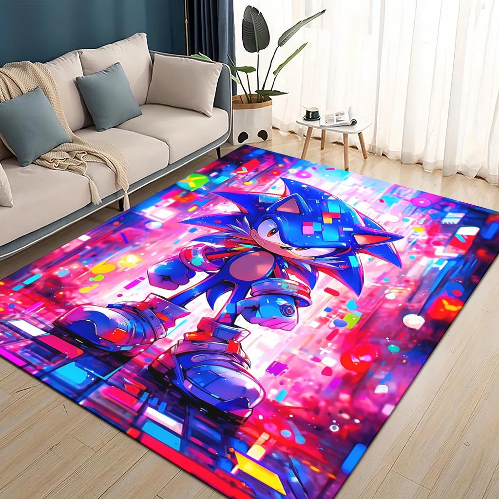 Cartoon 3D S-Sonics Retro Carpet Rug for Living Room Bedroom Home Sofa Decoration,Kids Play Non-slip Floor Mat