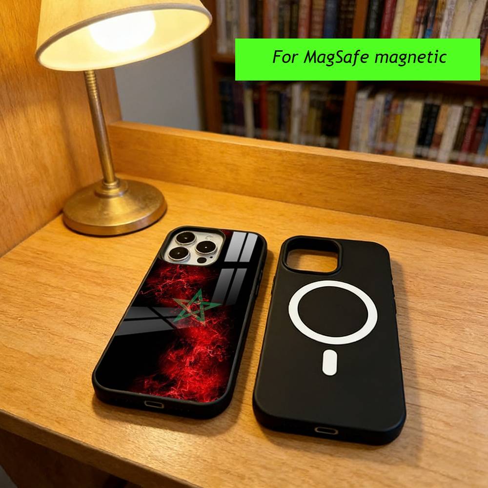 M-Moroccan Flag Phone Case For iPhone17,16,15,14,13,12,11 Plus,Pro Magnetic with Magsafe Wireless Charging