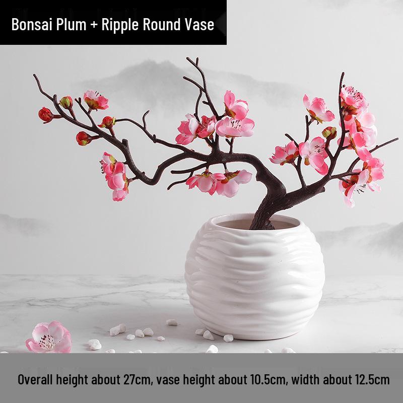 Wintersweet Bonsai Arrangement: Artificial Plum & Peach Blossom Branches for Indoor Living Room Decor