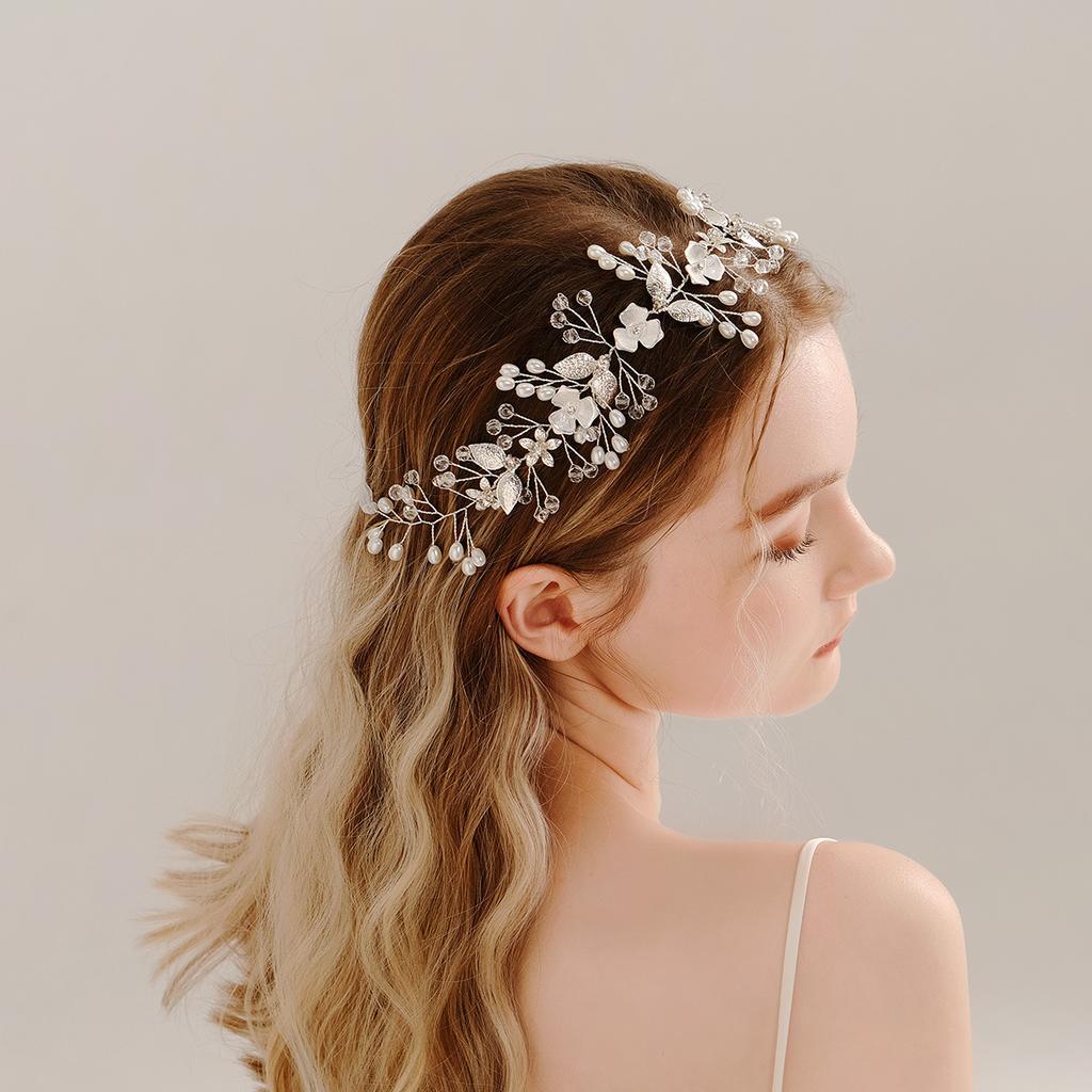 Heavy industry crystal pearl hairband light luxury high-end bridal headwear women's fashion new wedding hairband
