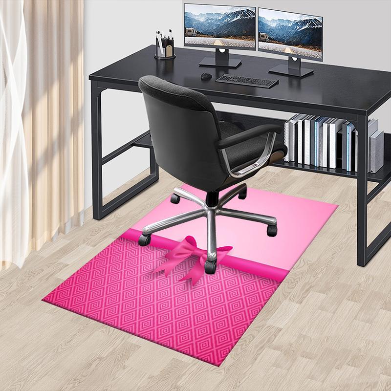 bow ribbon Crystal Velvet chair mat Area Rug - Non-Slip, Floor Mat, Office Desk Chair Rugs, Bedroom Decor.Christmas Gift-1106131