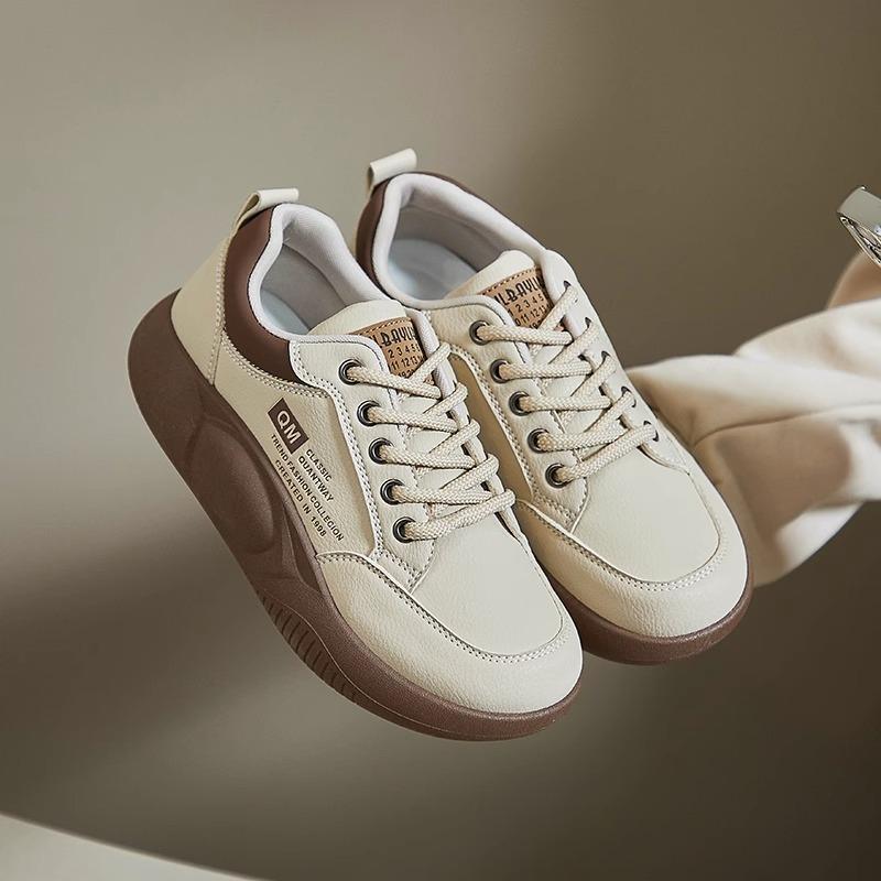 Fashion women's shoes leather sports shoes women's platform 2025 new soft-soled non-slip versatile small casual shoes single shoes