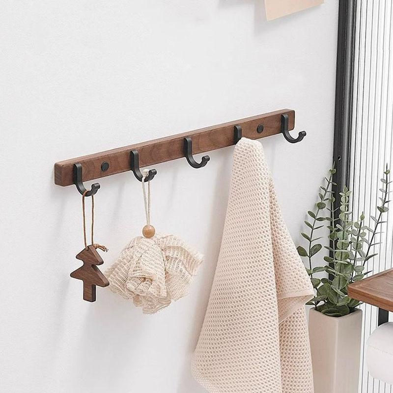 Black/White Aluminum Bathroom Hook Walnut Wall-mounted Clothes Hanger Coat Hat Hook Shower Room Storage Hooks Bedroom Hooks