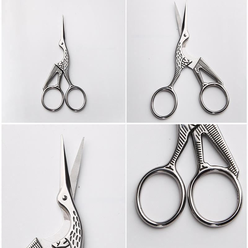Large Crane Scissors for Handicraft, Tea Ceremony, and Thread Cutting - Vintage Stainless Steel.