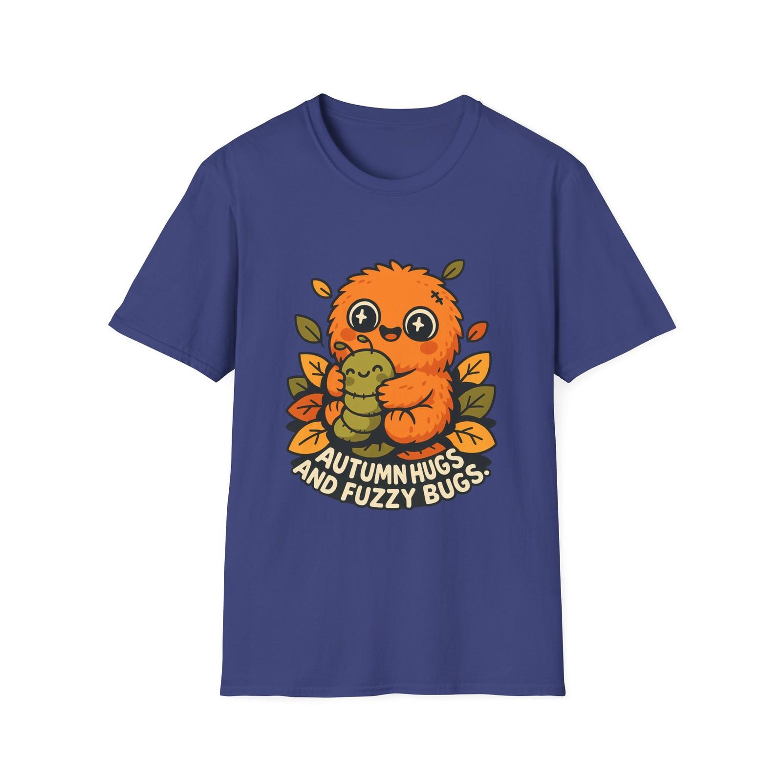 Unisex Softstyle T-Shirt Mens Womens Tees Top | Autumn Hugs Fuzzy Bugs | cute Cozy Monster Fall S