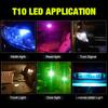 2Pcs T10 LED W5W LED Bulb 194 168 Led 10SMD 2016 Car Wedge License Plate Lamp Dome Light 3000K 6000K White Yellow Green Blue Red Pink