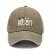 He Is Risen Easter Bunny Religious Baseball Cap Christian Washed Unisex Casual Adjustable Hat