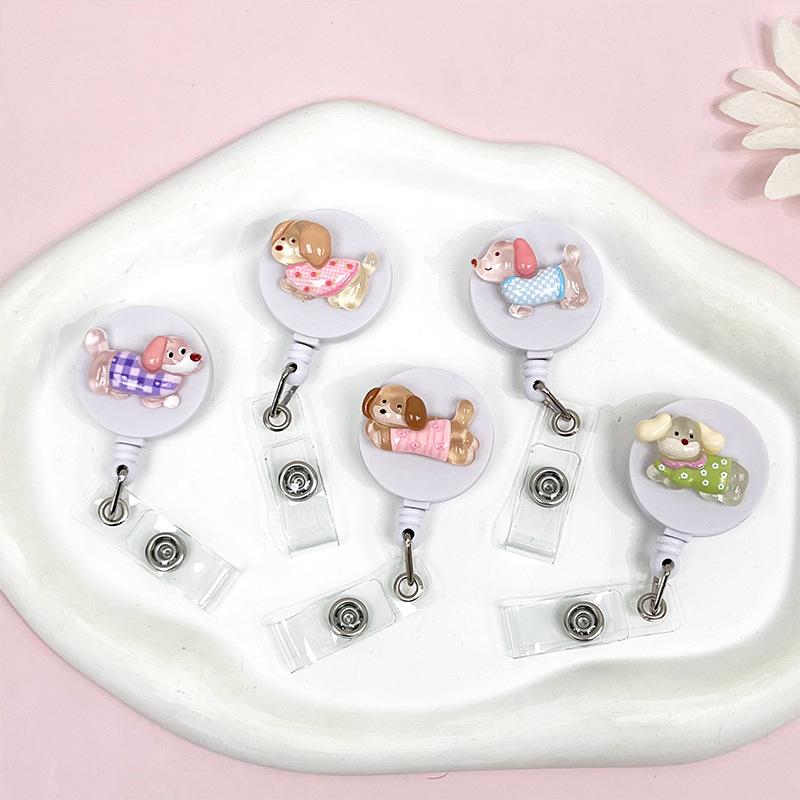 Cute Animal Retractable Badge Holder for Healthcare Workers60cm Extendable ID Card Reel with Secure Clip Puppy Design for Nurses