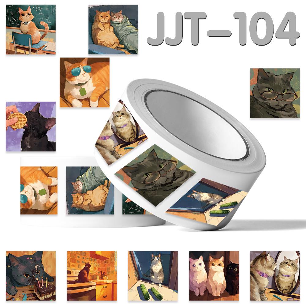 Cartoon Cat Stickers: 500 Sheets/Roll for DIY Journals, Decoration, Envelope Sealing.