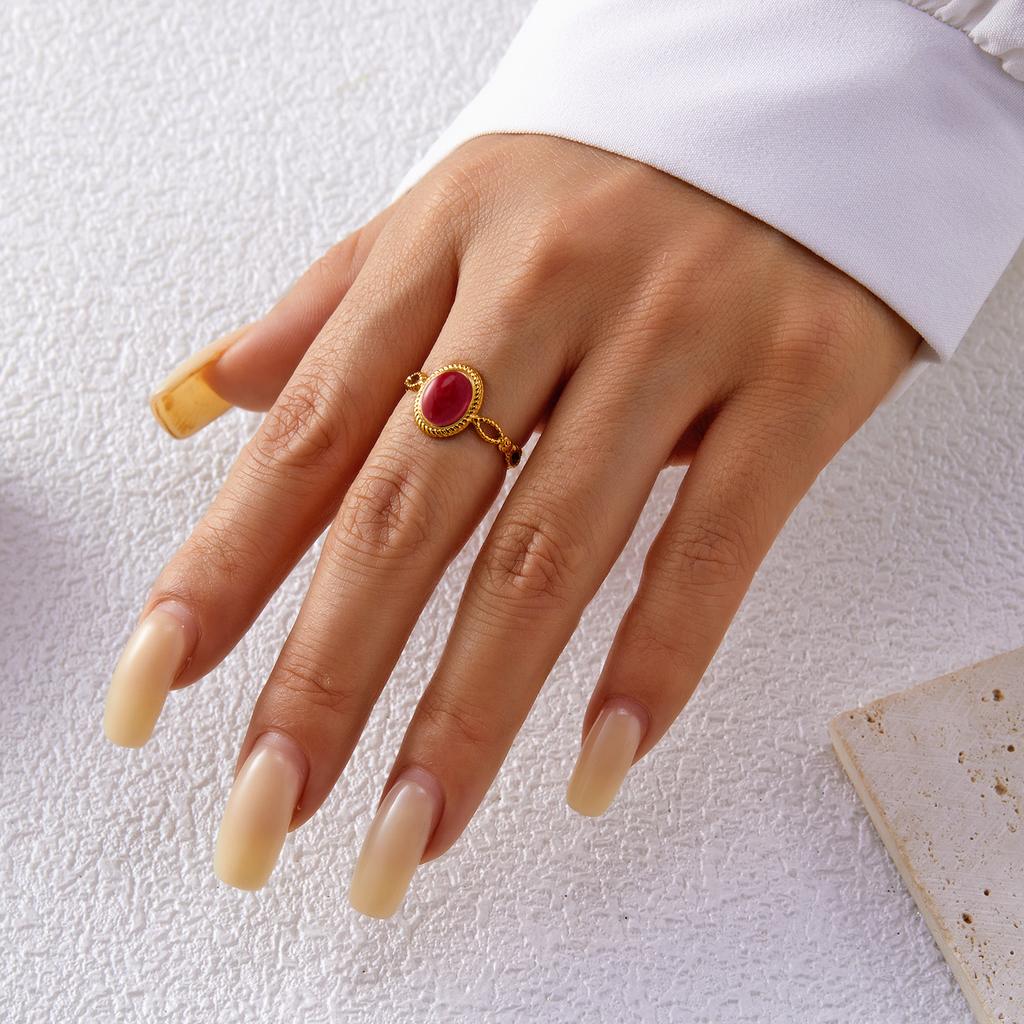 Stainless Steel Enamel Fashion Rings for Women Simple Trendy Trendy Adjustable Personality Jewelry Exquisite Minimalist Gift