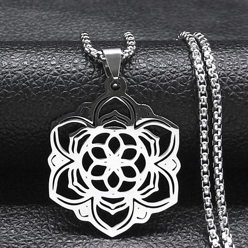 Buddhism Meditation Buddha Yoga Pendant Necklace Stainless Steel Tree of Life Necklace Buddhist Jewelry collares para mujer