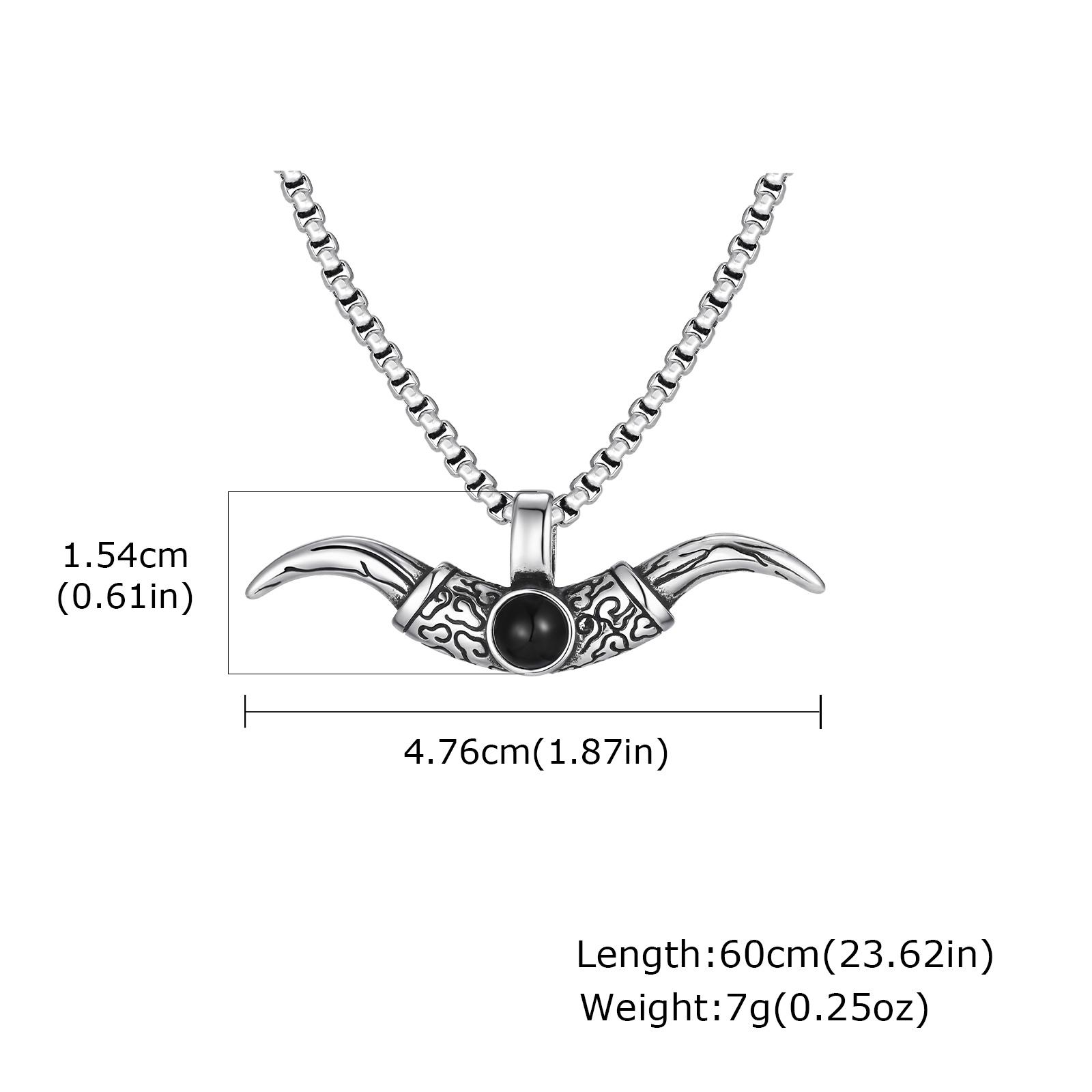 

Vintage Bull Horn Necklace for Men,Stainless Steel OX Horn Pendant,Ethnic Style Jewelry Gift 60cm