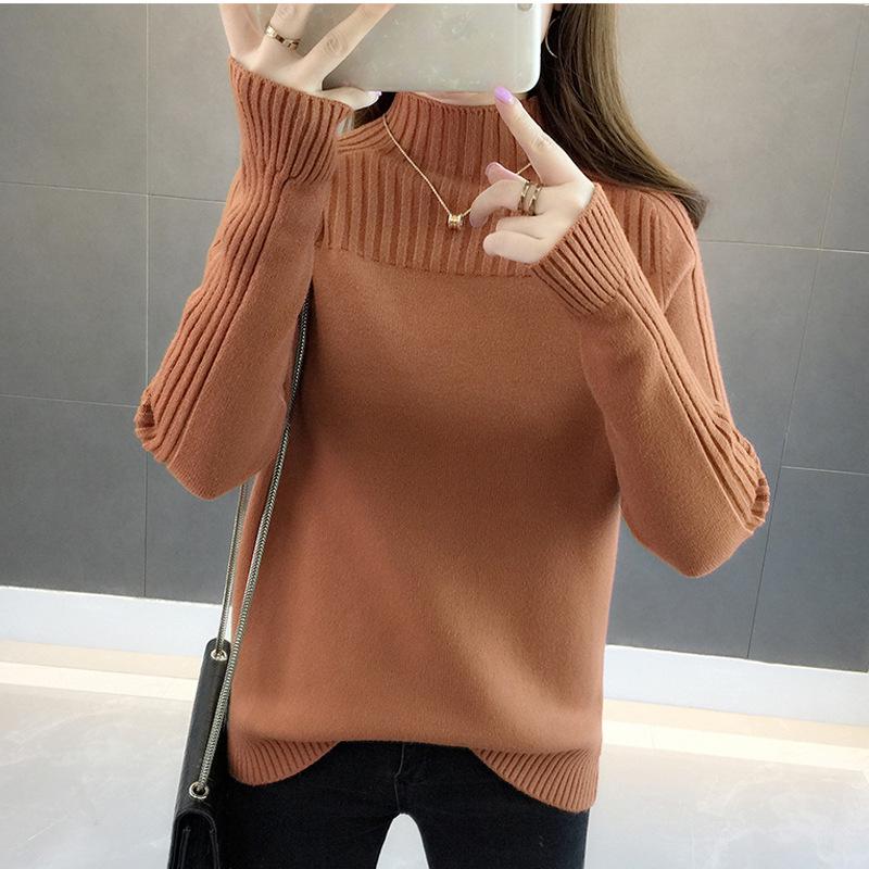 Premium 10-Color Women's Half-High Neck Korean Style Loose Sweater for 2025 Autumn/Winter