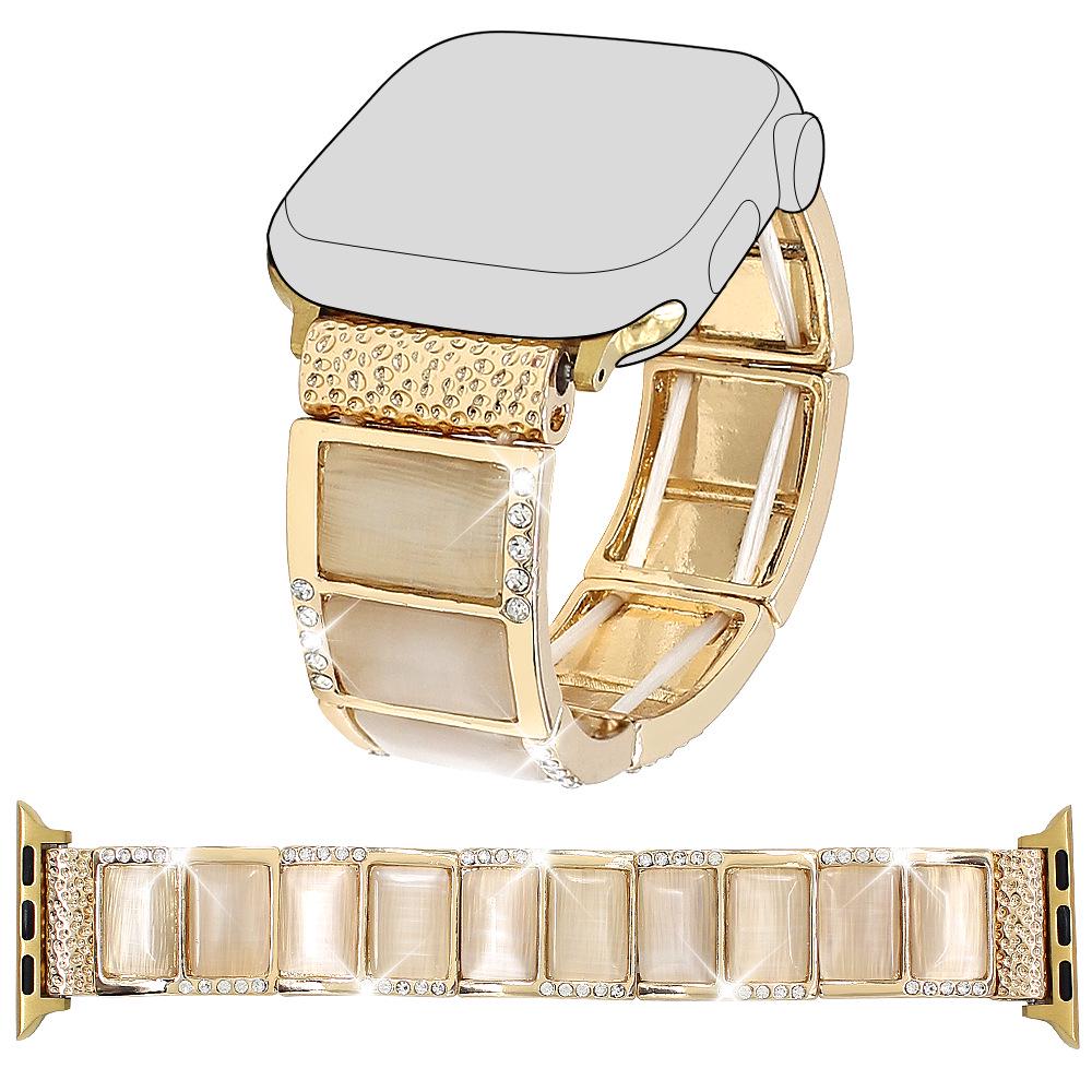

Rectangular Cat s Eye Metal Wristband for Apple Watch Ultra & iWatch 42/44/45/49mm золотий