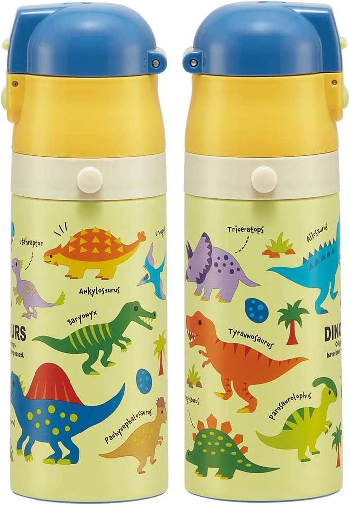 Skater Stainless Steel Water Bottle 2way Direct Drinking 420ml Cup Drinking 350ml Dinosaur Picture Lightweight Type Boys Dinosaur Small Capacity Type