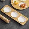 Creative Phnom Penh Ceramic Lattice Western Food Plate Household New el Restaurant Wood Grain Dessert Plate Tableware