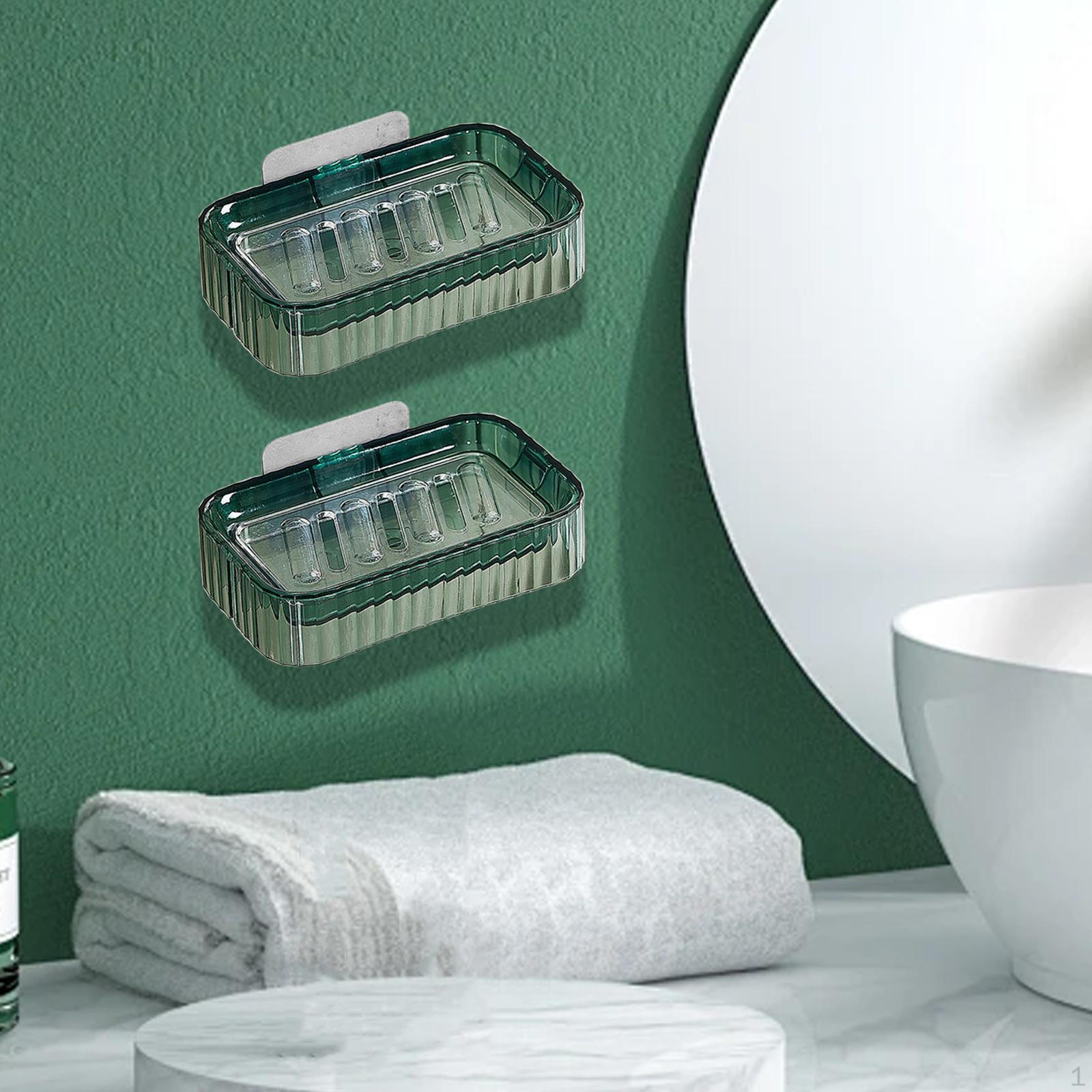 

2 Pieces Soap Bar Holder Shower Space Saving Organizer Bathroom Draining Rack for Bath Green