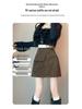 Plus Size Women's Brown Suede A-line High Waist Short Skirt for Spring & Autumn