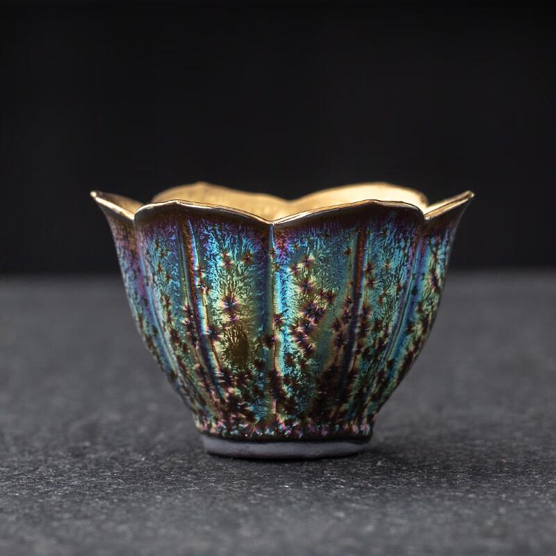 Flambé Glaze Gilt Jianzhan Teacup