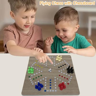 1 Set 6 Players Flying Chess Game with 35CM Rubber Chessboard 24
