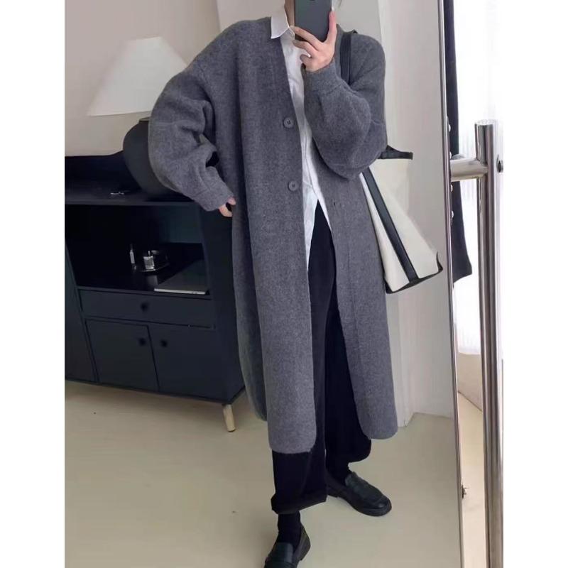 New Long Sweater Jacket Women's Lazy Wind Loose Thick Temperament Casual Solid Color Knitted Coat