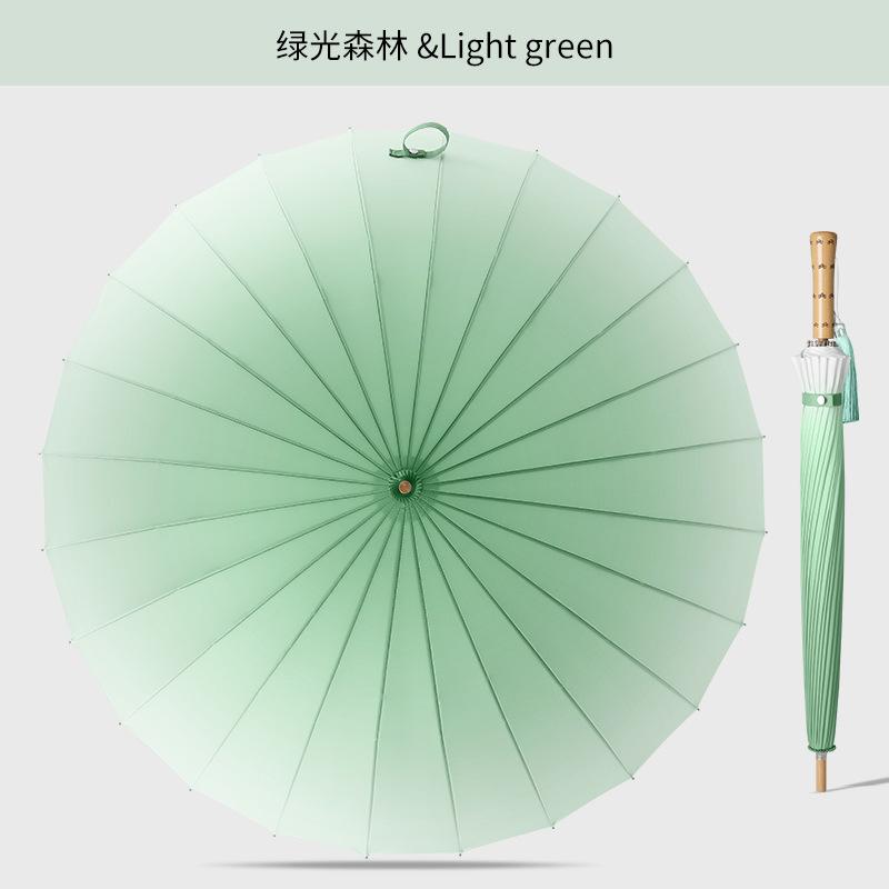 New 24-bone gradual change umbrella bamboo handle bumping cloth fabric wind-resistant printing straight rod umbrella