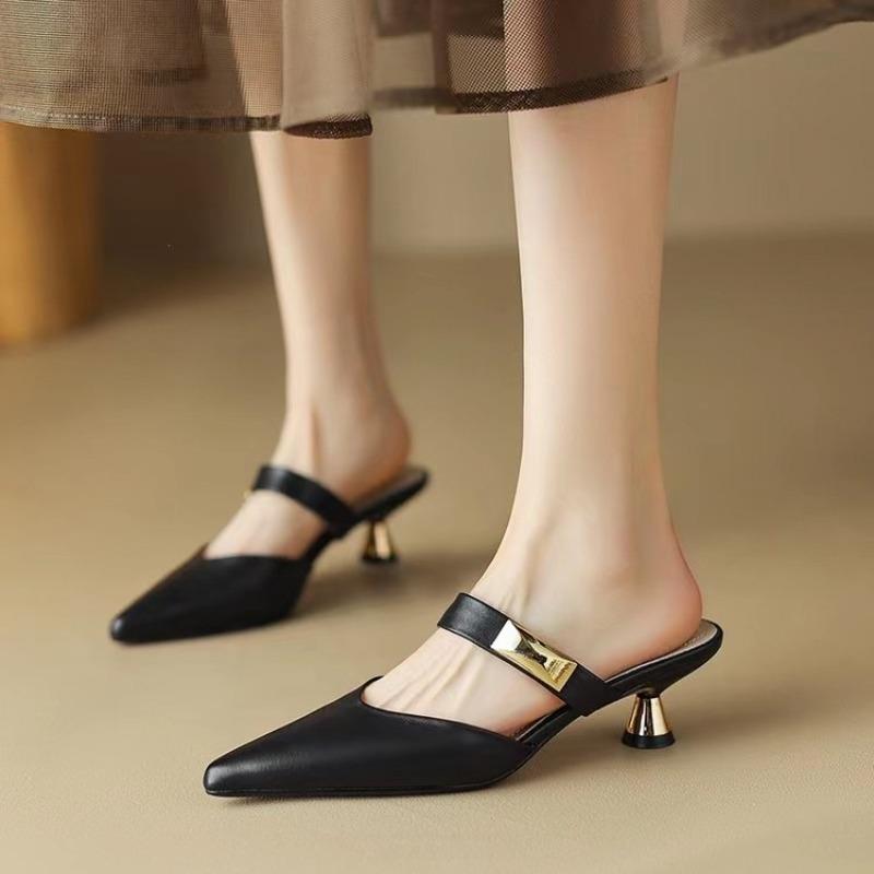 2024 Summer Slippers Women Shoes Sexy Thin Heels Flip Flops Woman Shoes High Heels Pointed Toe Ladies Slipper