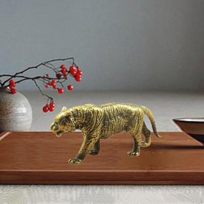Estatua de Tigre de Latón Figurilla de Animal Mascota de Té Coleccionable para Escritorio de Dormitorio