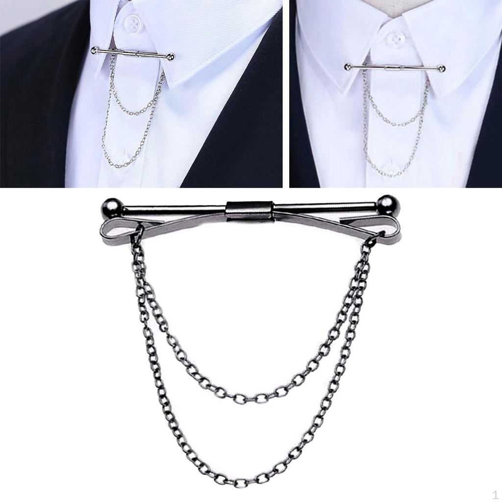 Bar Pin für Männer mit Kette Krawatte Verschlüsse Schmuck Decor Clip Business Formal