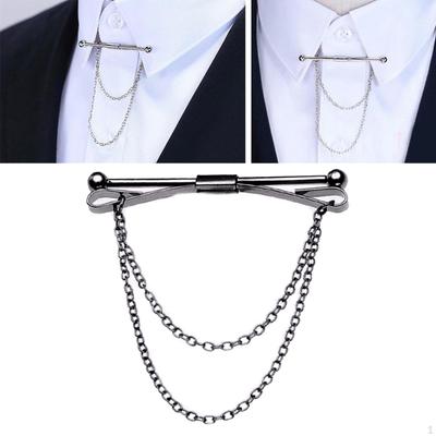 Bar Pin for Men with Chain Cravat Clasps Jewelry Decor Clip Business Formal