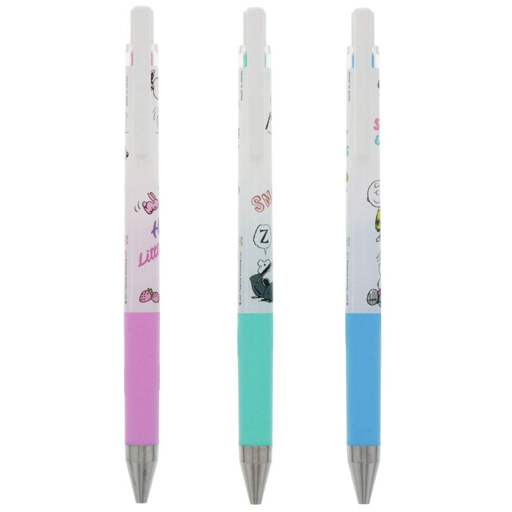 Sunstar Stationery Snoopy Gel Ink Ballpoint Pen Juice Up Set of 3 Pastel S4647742 0.4mm
