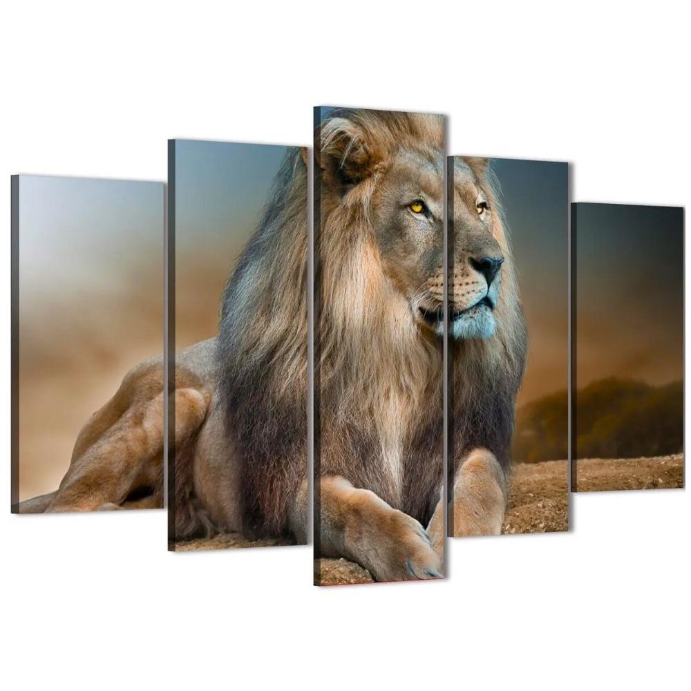 

Набор из 5 предметов: модульная фреска «Лев», «пастель», настенное украшение, картина на холсте, украшение для гостиной Medium Size Unframed Canvas