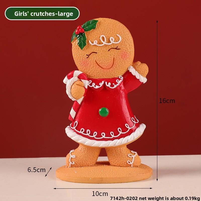 Christmas Gingerbread Man Decor Resin Cartoon Holiday Tabletop Ornament For Festive Atmosphere