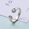 Fashion Women Finger Rings Pet Dog Paw Cat Ears Leaves Open Design Minimalist Ring Wedding Party Adjustable Ring Zircon Gift