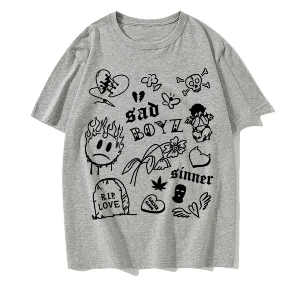 Men's Summer T-shirt Fun Graffiti Fashion Casual Hip Hop Street Style Round Neck T-shirt Men's Short Sleeves