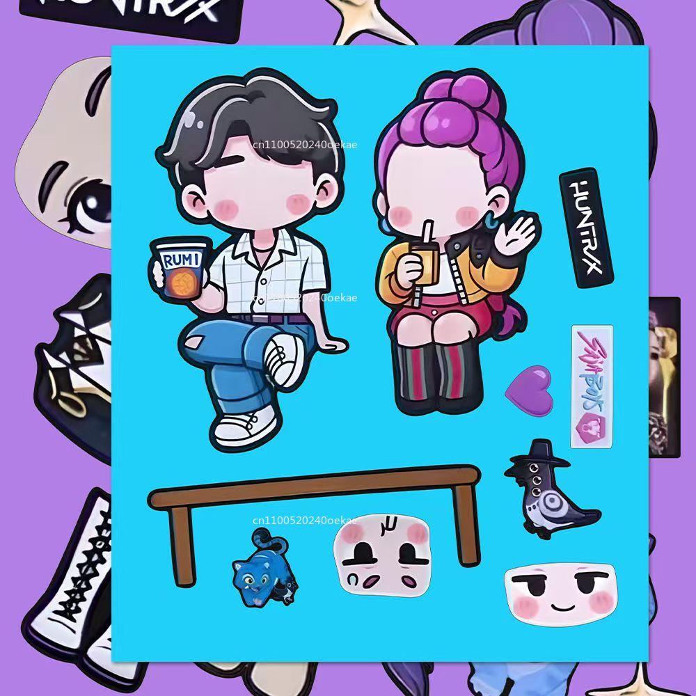 6Pcs/set Anime KPop Demon Hunters Stickers Demon Hunters Tiger DIY Scrapbooking Phone Luggage Skateboard Waterproof