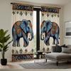 Majestic Elephant Curtains Blue Floral Paisley Print Polyester Living Room Bedroom Decor Light Blocking Set Of 2 Made With Rod Pocket