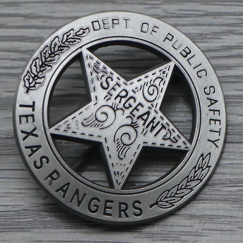 1Pc Copy Texas Rangers Badges Pins Cosplay Prop Film Collectibles Medal Badge