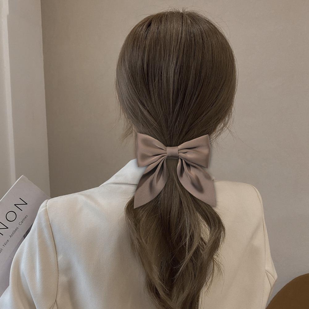 Solid Color Satin Ribbon Big Bows Hairpin Duckbilled Clip Hair Accessories For Women Girls Trendy Korean Summer Hair Accessories