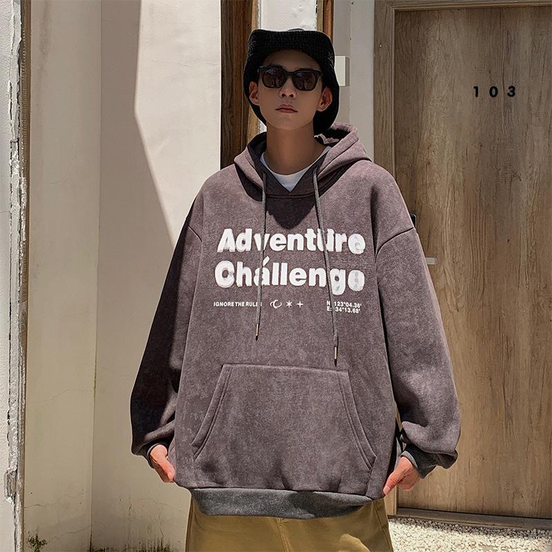 Frühling und Herbst Neu Herren Koreanischer Stil Kapuzenpullover mit Buchstabenaufdruck Langarm Sweatshirt Trendiges Paar Internet-Berühmtheit Gleicher Stil Oberteil