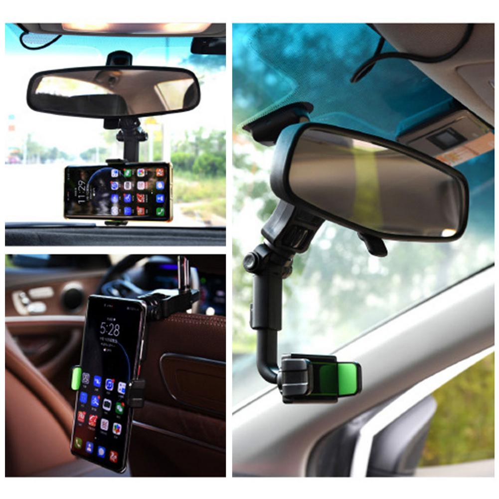 Mobile Phone Holder For Car Rearview Mirror 360 Rotating Cell Phone Rack Universal Auto Rearview Mirror Seat Hanging Clip Bracke