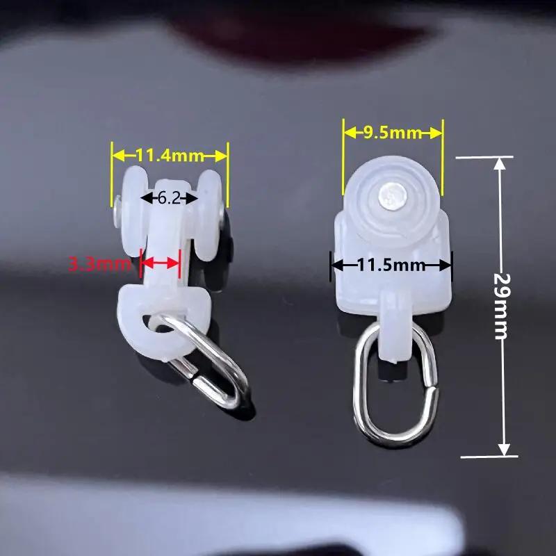 30 Pieces of Nano Curtain Track Plastic Silent Roller Shower Curtain Hook and Loop Curtain Hardware Accessories