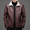 Fleece thickened locomotive trendy men's leather jacket winter fashion warm casual leather jacket men