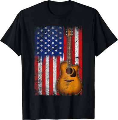 American Flag Guitar 4th Of July Guitars Lover Musician Gifts Unisex T-Shirt