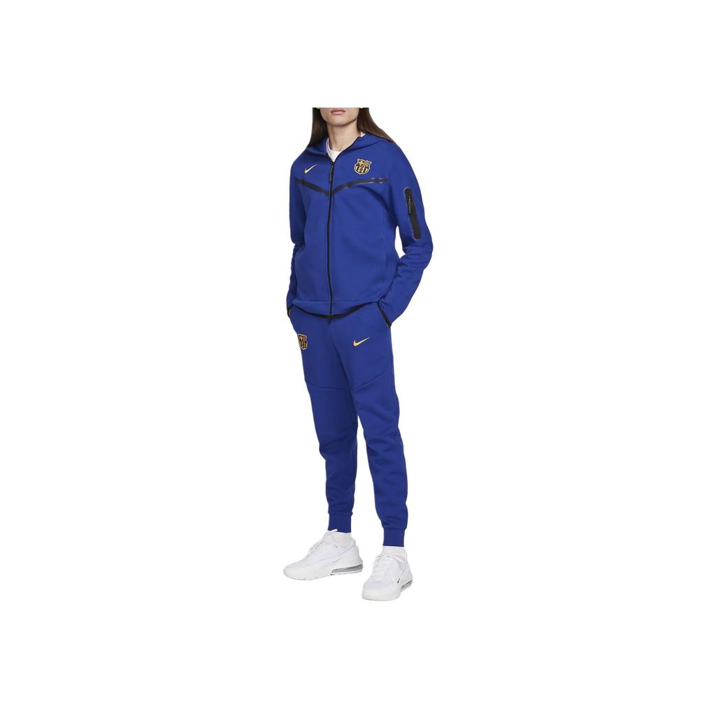Nike F.C. Barcelona Tech Fleece Windrunner Logo Hooded Zip-Up Casual Long Sleeve Jacket Men jackets Blue FZ3957-455