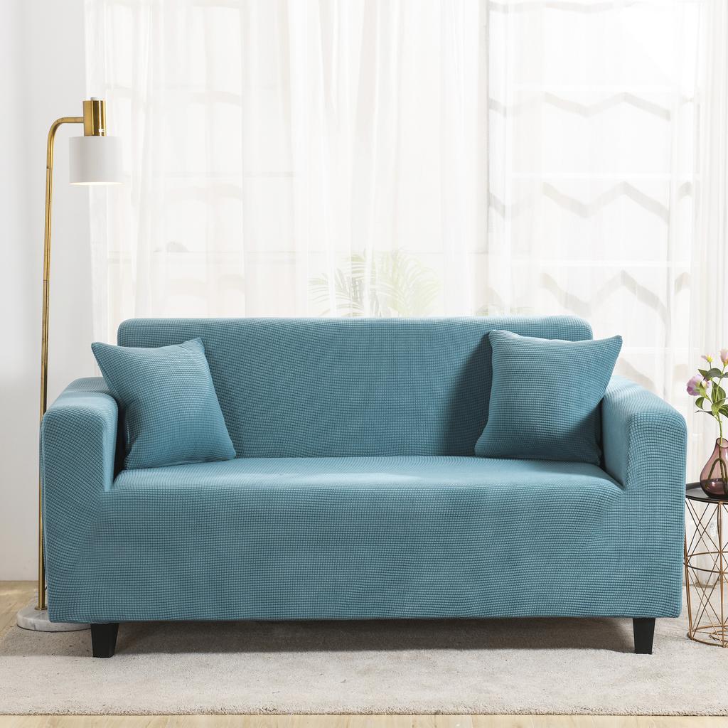 Premium Jacquard Sofa Cover for 1/2/3/4 Seater Thick Polar Fleece Fabric Elastic Fit Solid Print L Shape Corner Couch Protector