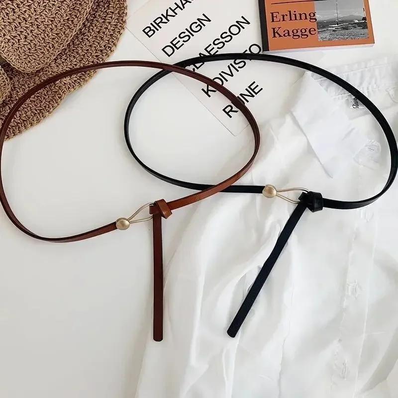 Cinturón de cuero minimalista para mujer, elegante y a la moda, para decorar faldas, vestidos y cintura.