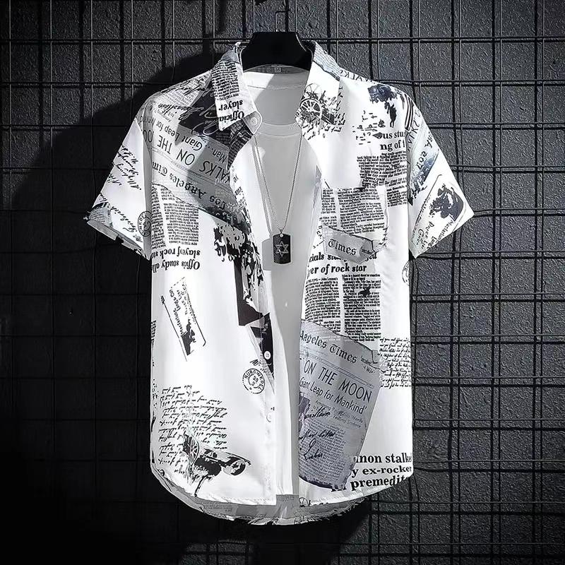 Hawaiian Short Sleeve Shirts For Men Summer Anime Style Graphic Print Cartoon Floral Oversized Original Harajuku Luxury Goth New