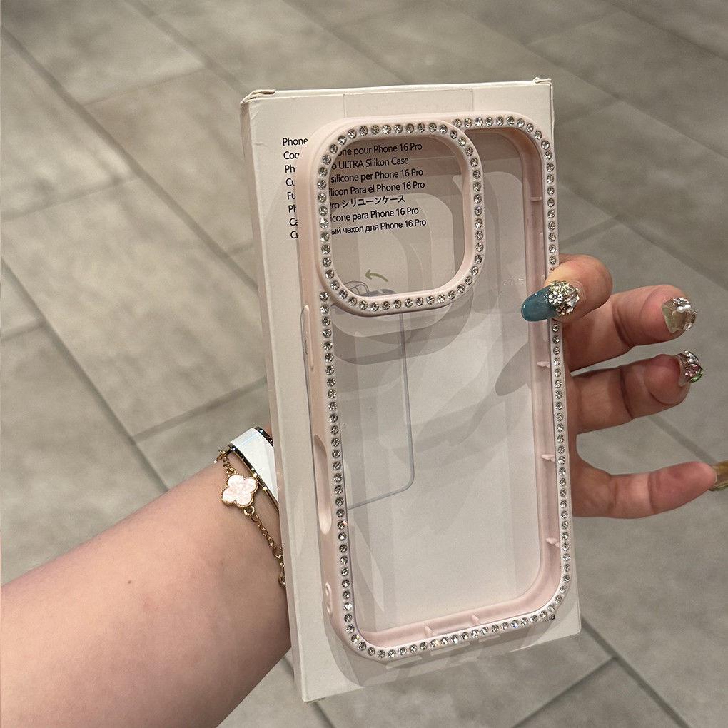 

Прозрачный акриловый чехол с двойной защитой и стразами для iPhone 17 Pro/16 – Дизайн с блестящим краем, Совместим с Apple 1513. iPhone 17 Air